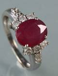 Rubin- og brillant ring 
