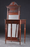 Biedermeier spejl, mahogni samt bord 2
