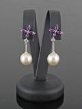 South sea pearl earrings with amethyst and sapphire 2