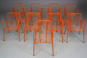 12 stk. Stole. Pulverlakeret Orange,  12