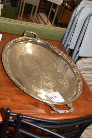 Nysilverbricka, höjd 75 cm