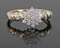 Diamond ring in 9kt set with brilliant cut diamonds 0.29 ct 