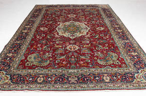 Persisk handknuten matta, figural Täbriz 340x250 cm