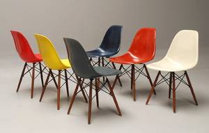 Charles Eames. Sæt på seks skalstole, multicolor, model DSW 6