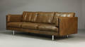 Tre-pers. sofa, brunt skind