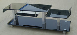 TVbænk af sort og hærdet glas