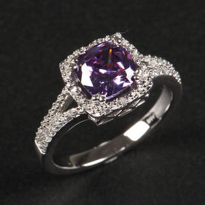 Ametyst- og diamantring