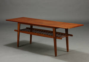 Sofabord, teak- og egetræ, dansk møbelproducent