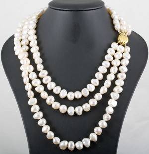 3 strand cultured fresh water pearl necklace