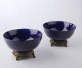 Et par bordskåle af porcelæn og bronze, 1900-tallet 2