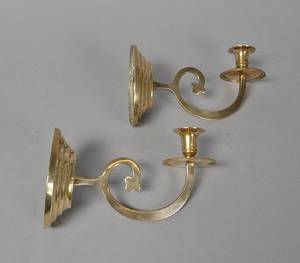 Par væglampetter af messing. 1900-tallet. 2