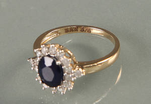 Safir- og diamantring