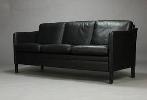 Dansk møbelproducent, tre-pers sofa, sort skind