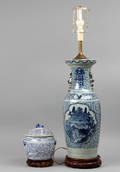 Kinesisk bojan samt bordlampe, 1900-tallet 2