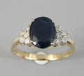 Safir- og brillant ring af 14 kt guld 