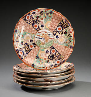 Seks kinesiske tallerkner af porcelæn 6
