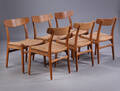 Hans J. Wegner. Seks stole, model CH23 med stel af egetræ. 6 