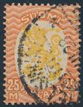 1927. Løve. 25 Mk. rødgul. Vm.Hagekors. Brugsstemplet i 1928. Facit 2700