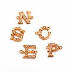 Fem diamantvedhæng i form af bogstaver af 14 kt. pink guld prydet med talrige brillantslebne diamanter. L. ca. 8 X 10 mm. Ca. 2008. 5