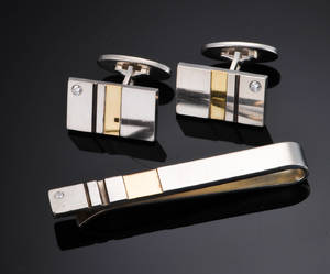 Georg Jensen. Herresæt med manchetknapper og slipsenål 3