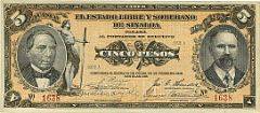 Mexico, revolutionsseddel, 5 pesos 1915, Pick S1044b