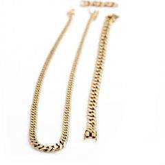 Pansersmykkesæt bestående af en halskæde, et armbånd og et ekstra led af 14 kt. guld. L. ca. 18,5-42 cm. Vægt. ca. 57,5 gram. 3