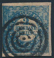 1851. 2 RBS Ferslew. Plade I, nr. 81. Type 7. Fuldrandet mærke annulleret med stumt stempel. Attest Nielsen