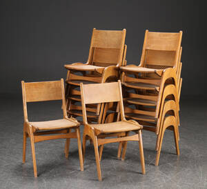 Ti skolestole, dansk møbelproducent 1900-tallets midte 10