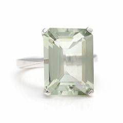 Ametystring af sterlingsølv prydet med facetslebet grøn ametyst på ca. 9.00 ct. Str. 52.