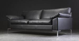 Tre-pers. sofa, sort læder 