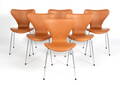 Arne Jacobsen. Sæt på seks stole syveren , model 3107, nybetrukket 6 
