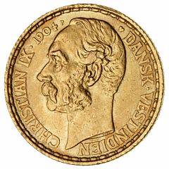 Dansk Vestindien, Christian IX, 20 francs  4 daler 1904, H 30, F 1, monteringsspor på rand