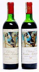 2 bts. Château Mouton Rothschild, Pauillac. 1. Cru Classé 1973 BC us.