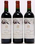 3 bts. Château Mouton Rothschild, Pauillac. 1. Cru Classé 1996 A hfin.