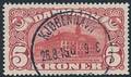 1915. 5 kr. Posthus, brunrød. Vm.IV. Flot mærke stemplet Kjøbenhavn 26.8.15