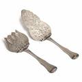 Holger Kyster Skønvirke fiskeserveringssæt af sølv, gennembrudt og graveret med blomster og bladværk. Vægt ca. 225 gr. L. 29 og 23. 2