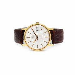 Omega Omega herrearmbåndsur af forgyldt stål. Model Geneve. Automatisk væk med dato. 1970erne.