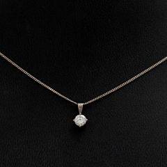 Diamanthalskæde af 18 kt. hvidguld prydet med brilliantsleben diamant på ca. 0.75 ct. L. ca. 50 cm.