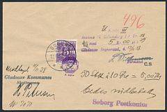 1926. 5 kr. violet. Brugt på kvittering fra SØBORG 11.11.38. For udbringning af 50 forsendelser af 10 øre, pr. stk. Sjælden.