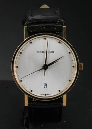 Georg Jensen herrearmbåndsur af forgyldt stål. 