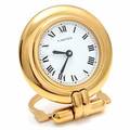 Cartier Rejsebordur af guldbelagt stål. Quartz værk med alarmfunktion, ref. W1213. 1990erne.