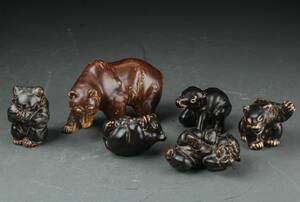 Seks bjønefigurer, heraf fem Knud Kyhn for Royal Copenhagen 6 