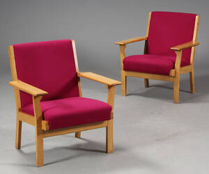 H. J. Wegner. Par lænestole, massiv egetræ, Getama 2 