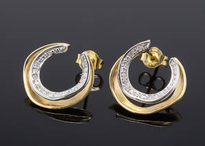 Par brillant ørestikker, ca. 0.23 ct. 14 kt. guld og hvidguld