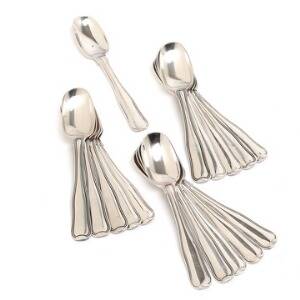 Harald Nielsen Dobbeltriflet. 16 kaffeskeer af sterlingsølv. Udført hos Georg Jensen, efter 1945. Vægt ca. 303 gr. 16