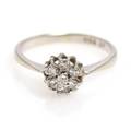 Diamant rosetring af 18 kt. hvidguld, prydet med brillant- og enkeltslebne diamanter på i alt ca. 0,30 ct. Str. 53.