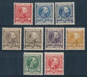 1904-1905. Chr. IX. Komplet sæt i flot centreret postfrisk kvalitet. Incl. både 20 øre og 25 øre i begge nuancer. AFA 5030