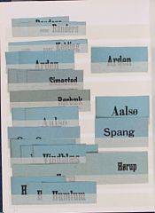 Banemærker. Indstiksbog med Destinations-labels. I alt næsten 400 stk.