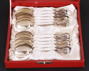 Kaffeskedar 12st, silver, Olga, GAB