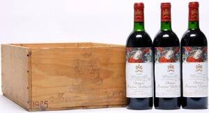 6 bts. Château Mouton Rothschild, Pauillac. 1. Cru Classé 1985 AB ts. Owc.